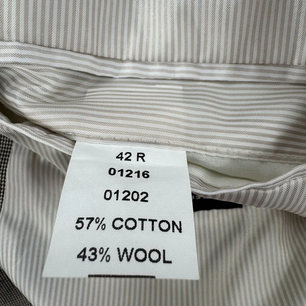 Jos A Bank Suit‎ Mens 42 Regular Gray Check Cotton Wool Jacket Pants 36x29